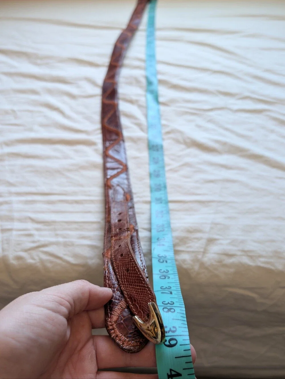 Vintage Men’s Montana Western Leather Belt 39” Brown/Gold Toned